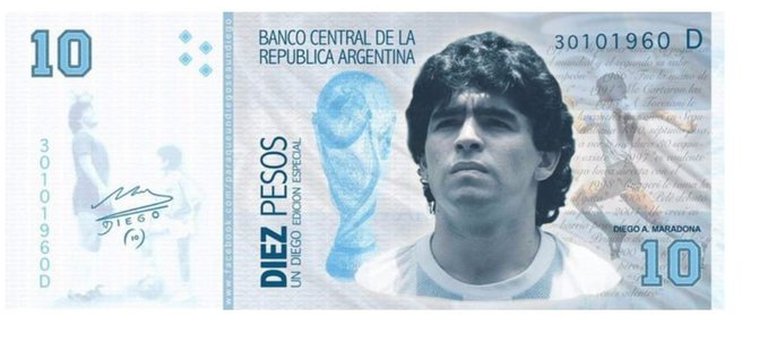 Se viene un nuevo billete de $10 con la imagen de Maradona ?
