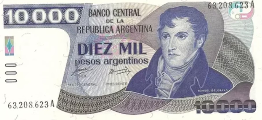 Billete 10000 pesos 1985